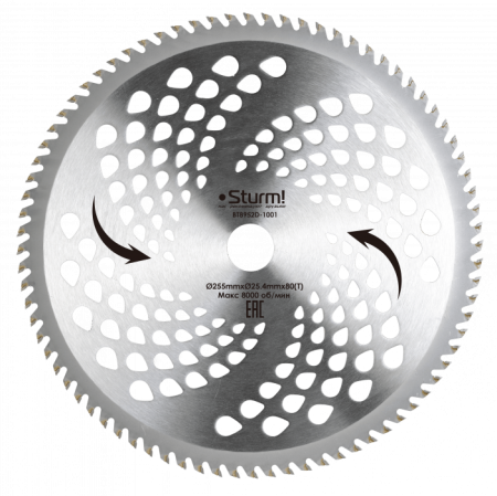 Диск для триммера 255x25.4мм, 80 зубов STURM (BT8952D-1001), BT8952D-1001 Диск для триммера 255x25.4мм, 80 зубов STURM (BT8952D-1001)