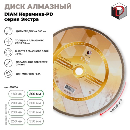 ���� �������� 300x2x7x25.4 1A1R PD (��������) ������ Diam (000656)