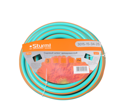 Шланг поливочный STURM 3015-15-34-25 (25м, 3/4", 3 слоя), 3015-15-34-25 Шланг поливочный STURM 3015-15-34-25 (25м, 3/4", 3 слоя)