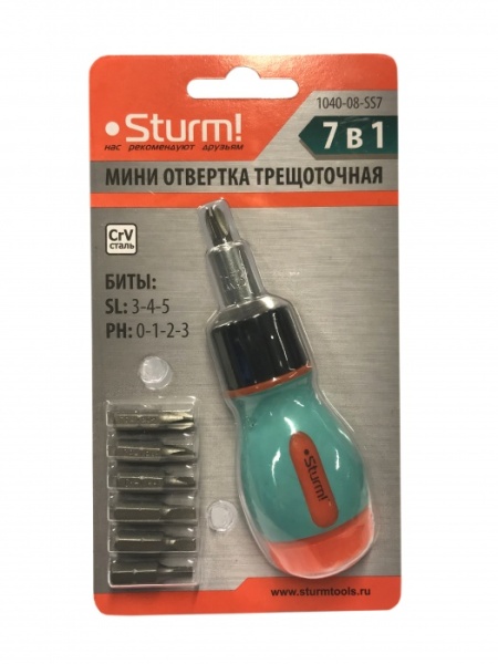 Отвертка трещоточная STURM 1040-08-SS7 МИНИ (7 в 1), 1040-08-SS7 Отвертка трещоточная STURM 1040-08-SS7 МИНИ (7 в 1)