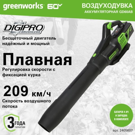   Greenworks GD60ABK4 (60V, .,  4/  ) 2405607UB