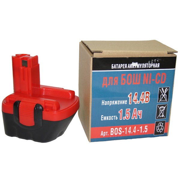 Батарея для Bosch Ni-CD 14,4В, 1,5А/ч (Bos-14,4-1,5) Батарея для Bosch Ni-CD 14,4В, 1,5А/ч (Bos-14,4-1,5)