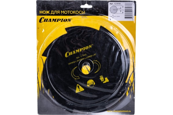 Диск для триммера 255x25.4мм, 8 зубов CHAMPION (C5115), C5115 Диск для триммера 255x25.4мм, 8 зубов CHAMPION (C5115)