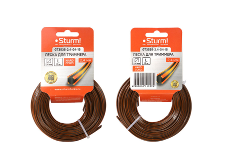 Леска 2.4 мм x 15 м (квадрат усиленный, оранж/черн.) STURM (GT3535-2.4-G4-15), GT3535-2.4-G4-15 Леска 2.4 мм x 15 м (квадрат усиленный, оранж/черн.) STURM (GT3535-2.4-G4-15)