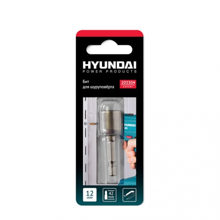Бит магнитный для шуруповерта шестигарнный ключ HYUNDAI 12х42mm 203304, 203304 Бит магнитный для шуруповерта шестигарнный ключ HYUNDAI 12х42mm 203304