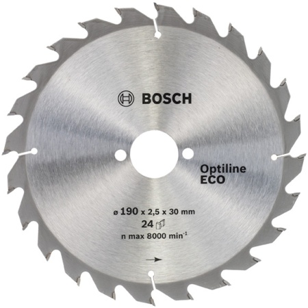 Диск пильный по дереву BOSCH 190х30х24T Optiline ECO, 2608641789 Диск пильный по дереву BOSCH 190х30х24T Optiline ECO