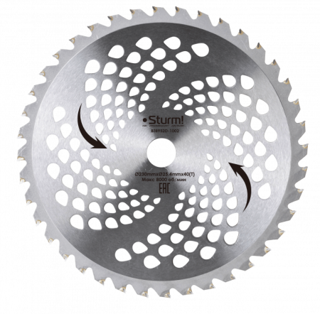 Диск для триммера 230x25.4мм, 40 зубов STURM (BT8952D-1002), BT8952D-1002 Диск для триммера 230x25.4мм, 40 зубов STURM (BT8952D-1002)