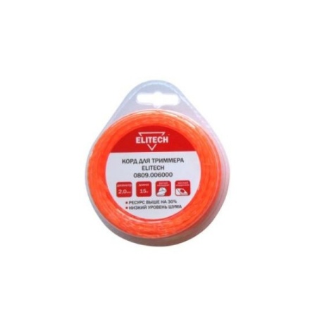Леска 2,0мм Elitech 15м витой квадр. 0809.006000, 0809.006000 Леска 2,0мм Elitech 15м витой квадр. 0809.006000