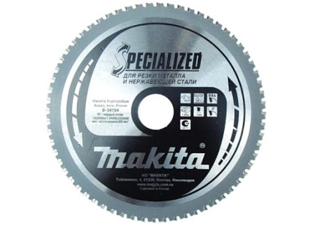 Диск пильный 185х30х1.8х64T по нержавеющей стали Makita B-34154, B-34154 Диск пильный 185х30х1.8х64T по нержавеющей стали Makita B-34154