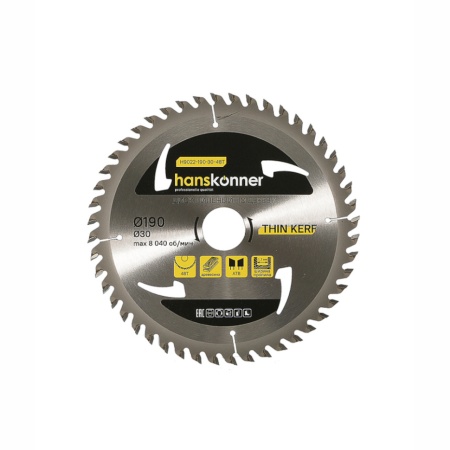 ���� ������� �� ������ 190x30 ��, 48 ������ Thin Kerf Hanskonner (H9022-190-30-48T)