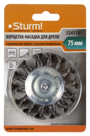 Корщетка-насадка для дрели 75мм STURM 5241101 (Радиальная, витая сталь, хвостовик 6 мм), 5241101 Корщетка-насадка для дрели 75мм STURM 5241101 (Радиальная, витая сталь, хвостовик 6 мм)
