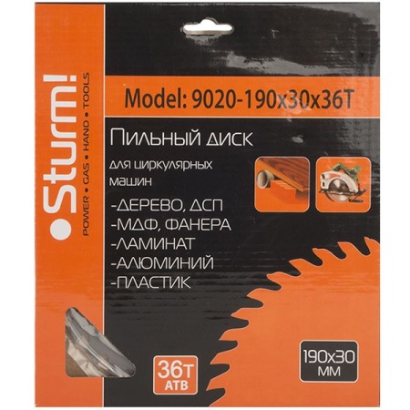 Диск пильный STURM 190х30х36T (9020-190-30-36T), 9020-190-30-36T Диск пильный STURM 190х30х36T (9020-190-30-36T)