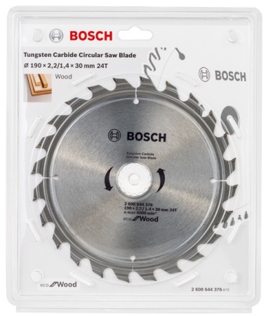 Диск пильный по дереву BOSCH 190х30х24T ECO WO 2608644376, 2608644376 Диск пильный по дереву BOSCH 190х30х24T ECO WO 2608644376