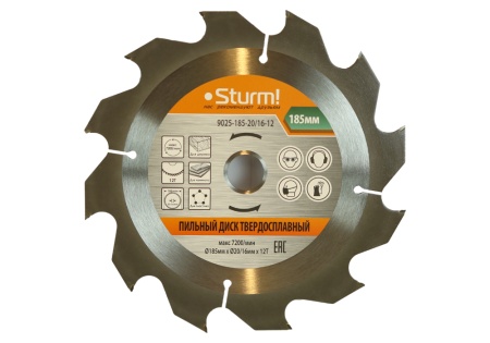 Диск пильный по дереву с гвоздями 185x20/16x12 STURM 9025-185-20/16-12, 9025-185-20/16-12 Диск пильный по дереву с гвоздями 185x20/16x12 STURM 9025-185-20/16-12