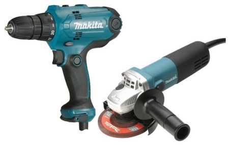 Набор электроинструментов Makita DK0121 (Дрель DF0300 + УШМ GA5030), DK0121 + подарок Набор электроинструментов Makita DK0121 (Дрель DF0300 + УШМ GA5030)