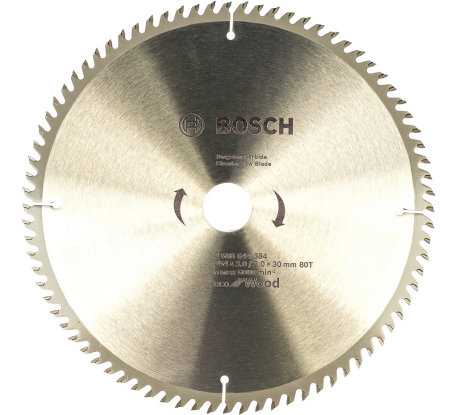 Диск пильный по дереву BOSCH 254х30х80T ECO WO (2608644384), 2608644384 Диск пильный по дереву BOSCH 254х30х80T ECO WO (2608644384)