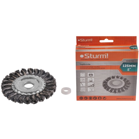 Корщетка-насадка для УШМ STURM D125мм, d22, тип "колесо", сталь, 5240702 Корщетка-насадка для УШМ STURM D125мм, d22, тип "колесо", сталь